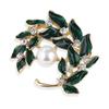Свежий Деревенский Стиль Зеленые Листья Ветка Дерева Венок Жемчужная Брошь Булавка Булавка Мужские и Женские Аксессуары Аксессуары с Пустой Основой
