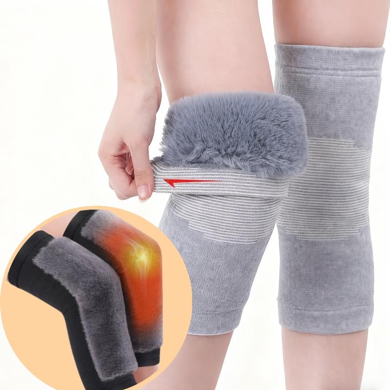 Теплые плюшевые наколенники из кроличьего меха, толстые плюшевые гетры-рукава, зимние наколенники, теплая поддержка, наколенник при артрите холодных ног