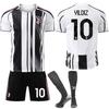 Juventus Home Jersey Set 2022-26 Season Chiesa 9 Hovic Black White Football Jacket Children's Edition