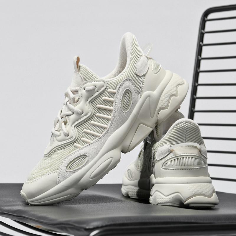 Genuine Leather Men's Chunky Running Shoes for Women Light Comfort Jogging Sports Shoes Mesh Commuting Walking Shoes Sneakeres