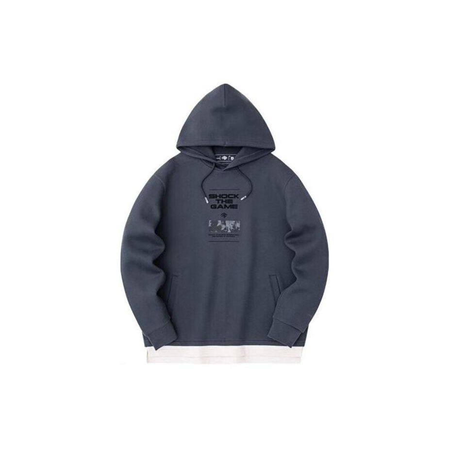 Anta Basketball Series Lettered Hooded Sweatshirt Men Sweatshirt Crab-Gray 152411761-2