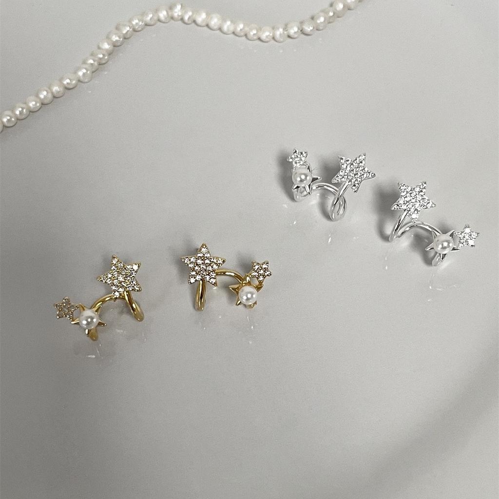 Forest-Style Trendy Drop Earrings Women Niche High-End Silver Needle Zircon Autumn Winter Exquisite Star Anniversary 18K Gold