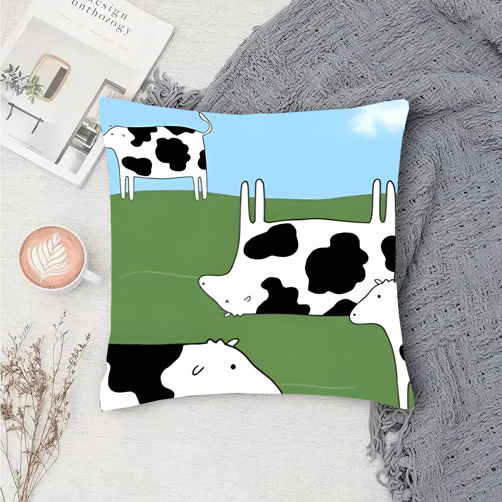 Cow Cartoon Animation Pillow Case Fashion Square Pillowcase Bedroom Sofa Room Ins Decoration Leisure