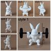 Cute Easter Fitness Rabbit Funny Plastic Muscular Rabbit Statue  Collectors Realistic Small Rabbit Ornament Home Desk Decor