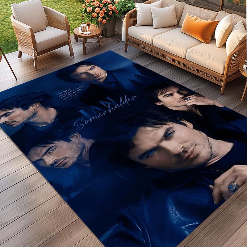 Damon Salvatore Print Rug, Washable Floor Carpet, For Entryway Dorm Laundry Room Office Study, Home Decor Birthday Christmas Gift