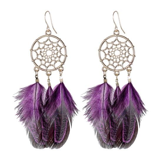 1 пара ретро богемные женские серьги-крючки с кисточками и перьями, круглые серьги-капли во дворцовом стиле, висячие серьги, ювелирные изделия, подарок