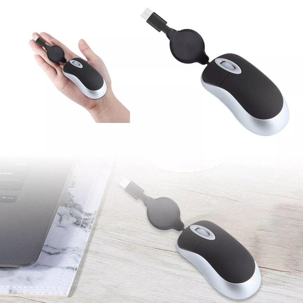 Mini Wired Mouse Retractable Cable Retractable Mouses Creative USB C Mouse