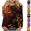 Women's Fashion Casual Long Sleeve Striped Halloween Printed Round Neck Top