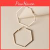 Geometric Contemporary Hexagon Ear Rings With Electroplated Gold Women For