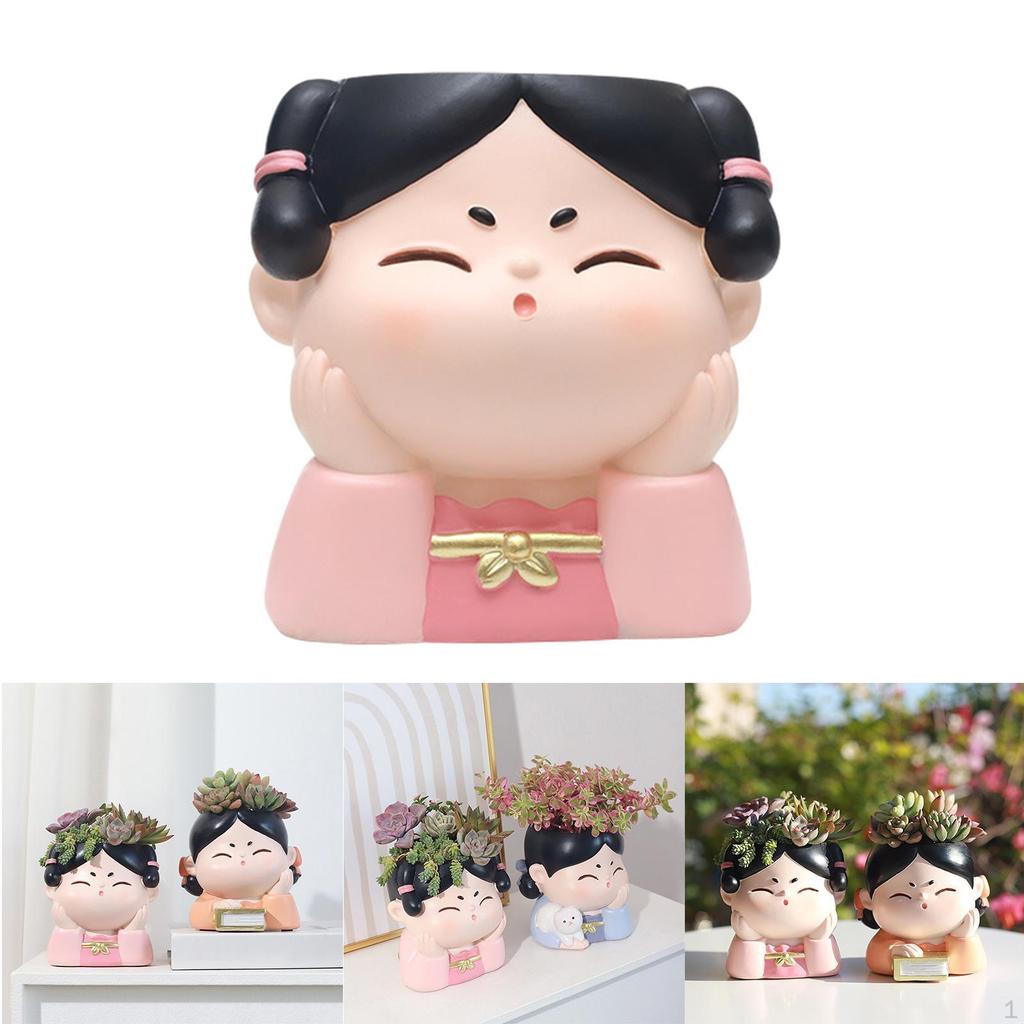 Цветочный горшок с очаровательной головой девушки — декор для дома и сада