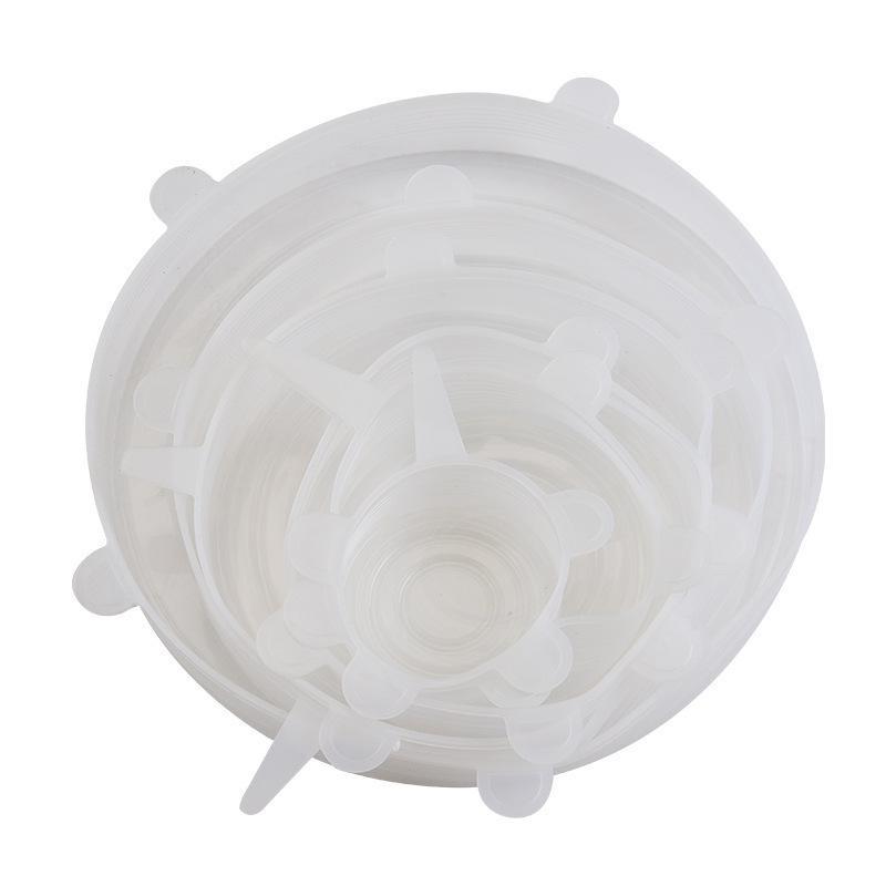 6Pcs BPA Free Reusable Silicone Preservation Covers Airtight Stretch Universal Lids for Leftover Food Storage