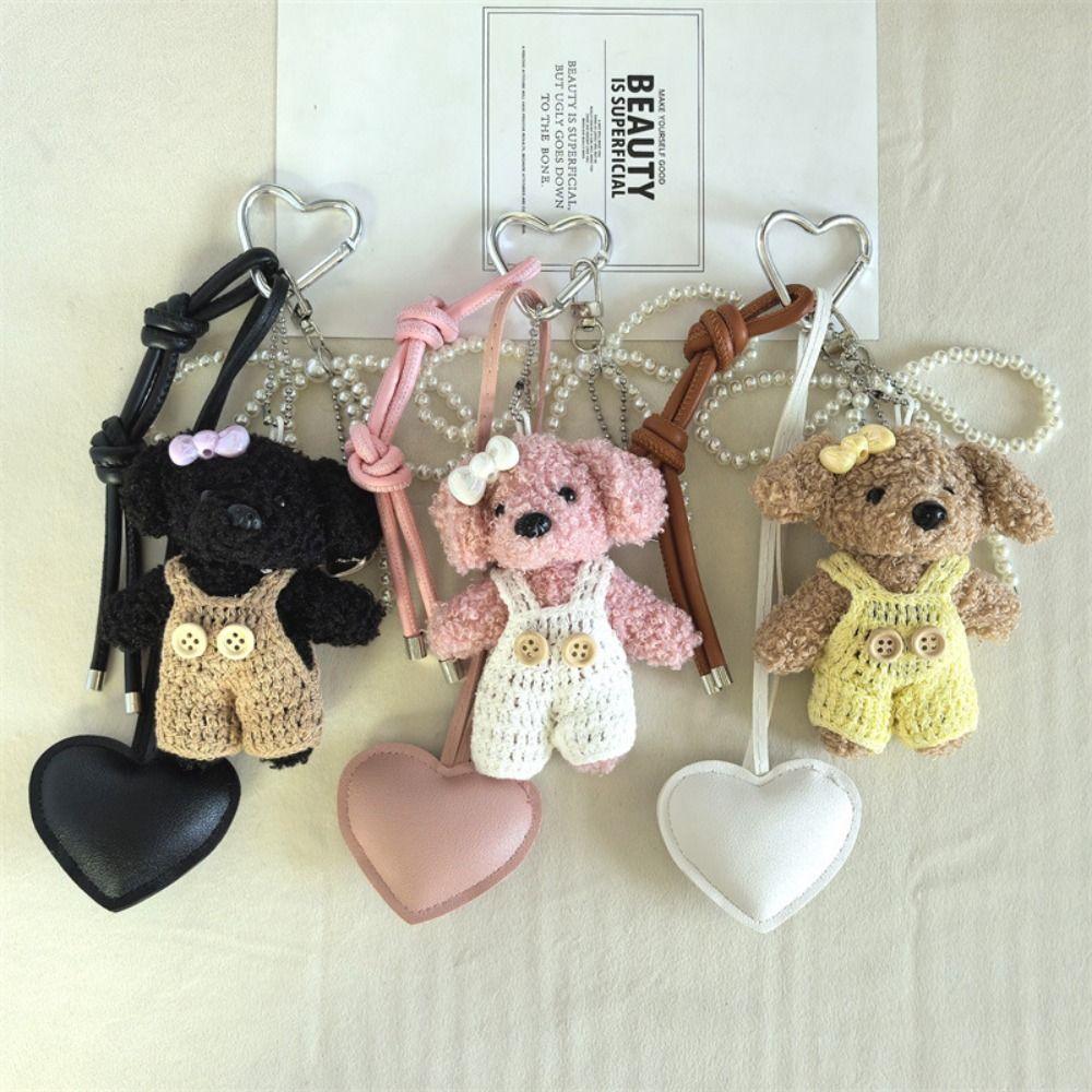 Fluffy Puppy Plush Keychain Soft Plush Doll Key Pendant Maillard Plush Doll Pendant Children Girl