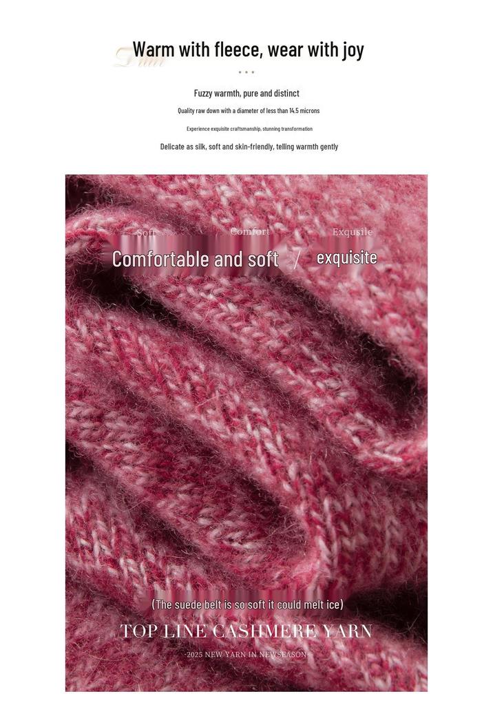 Women's Cashmere Round Neck Sweater - Thickened, Loose, Knit, Autumn/Winter Style