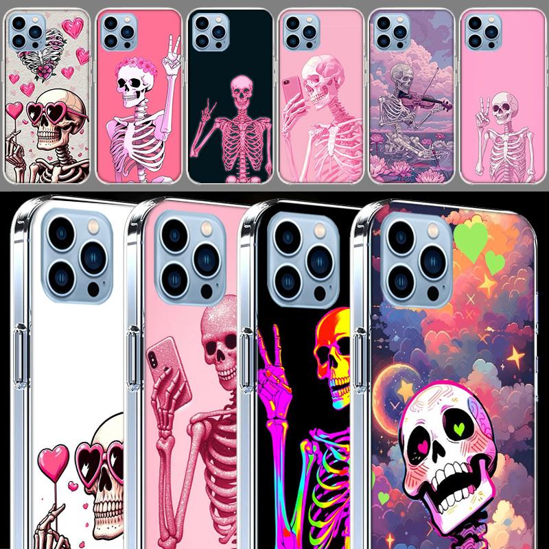 A Funny Skeleton Skull Cases Phone Case For Iphone 17E 16E 17 Air 16 Pro Max 15 Pro 14 Plus 11 13 12 Mini Cover Cases Compatible