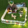 Dollhouse Miniature Fairy Garden Decor Mini Fence Christmas Led Light Rattan Wooden Fence Landscaping Prop