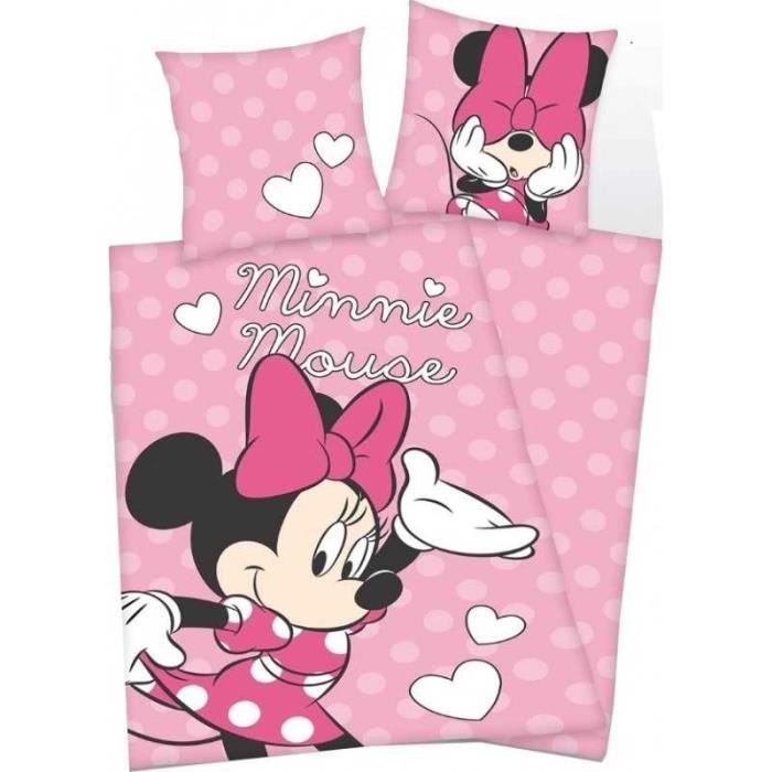 Parure de lit - Disney - Minnie - Housse de couette 140x200 cm - Taie 63x63 cm - Microfibre 100%