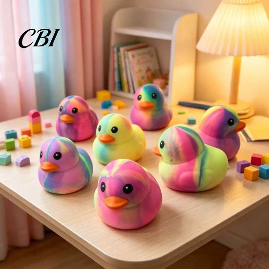 Duck Squeeze Toys Rainbow Stress Relief Toy, Slow Rise Colorful Gradient Relievers Soft Sensory Fidget Toy