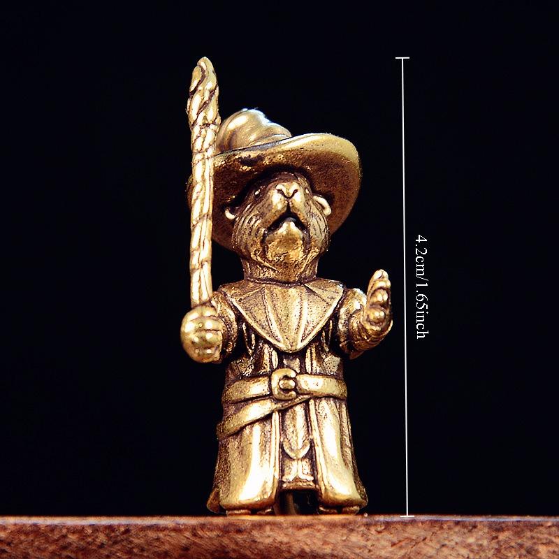 Мини Европейская Латунная Статуэтка Кота Ситха Кот Демон Мечник Мышь Волшебник Металлическая Скульптура Офис Дом Украшение Настольное Украшение