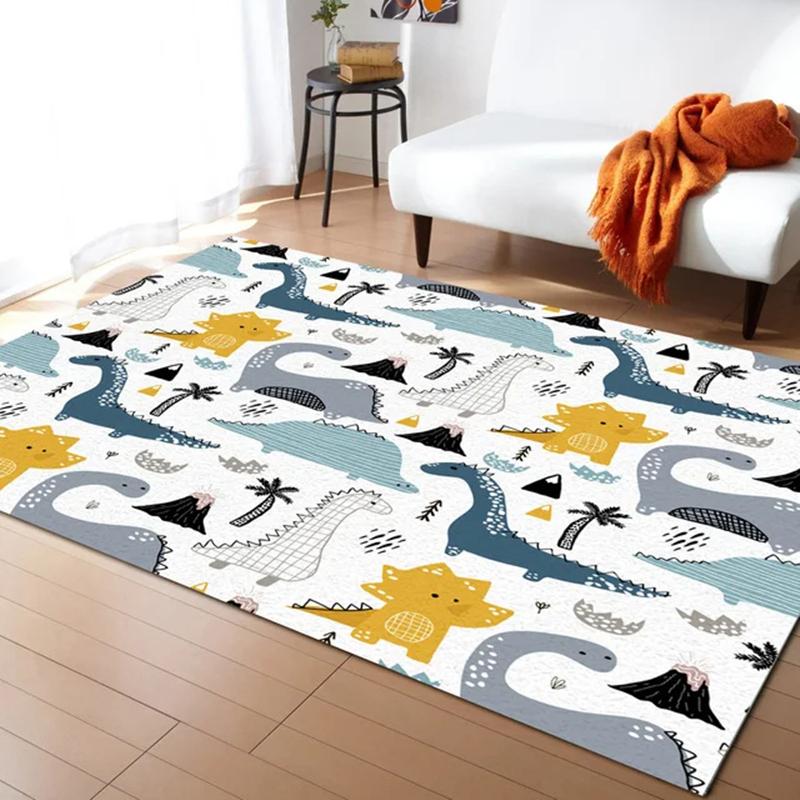 Cartoon Dinosaur Area Rugs Dino Carpet Non Slip Dinosaur Floor Mat for Playroom Classroom Kidroom Decor Children's Crawling Mat