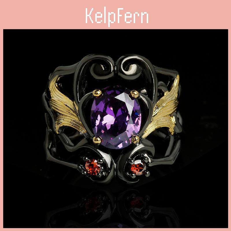 Black Color Separation Ring Gold European And N Diamond Encrusted Water Drop Pear Shaped Hollow Ring