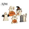 Compact Festive Room Decorations Halloween Cute Ghost Sign, Pumpkin Tombstone Wooden Plaque Decorative Figurines for Fireplaces Tiered Tray