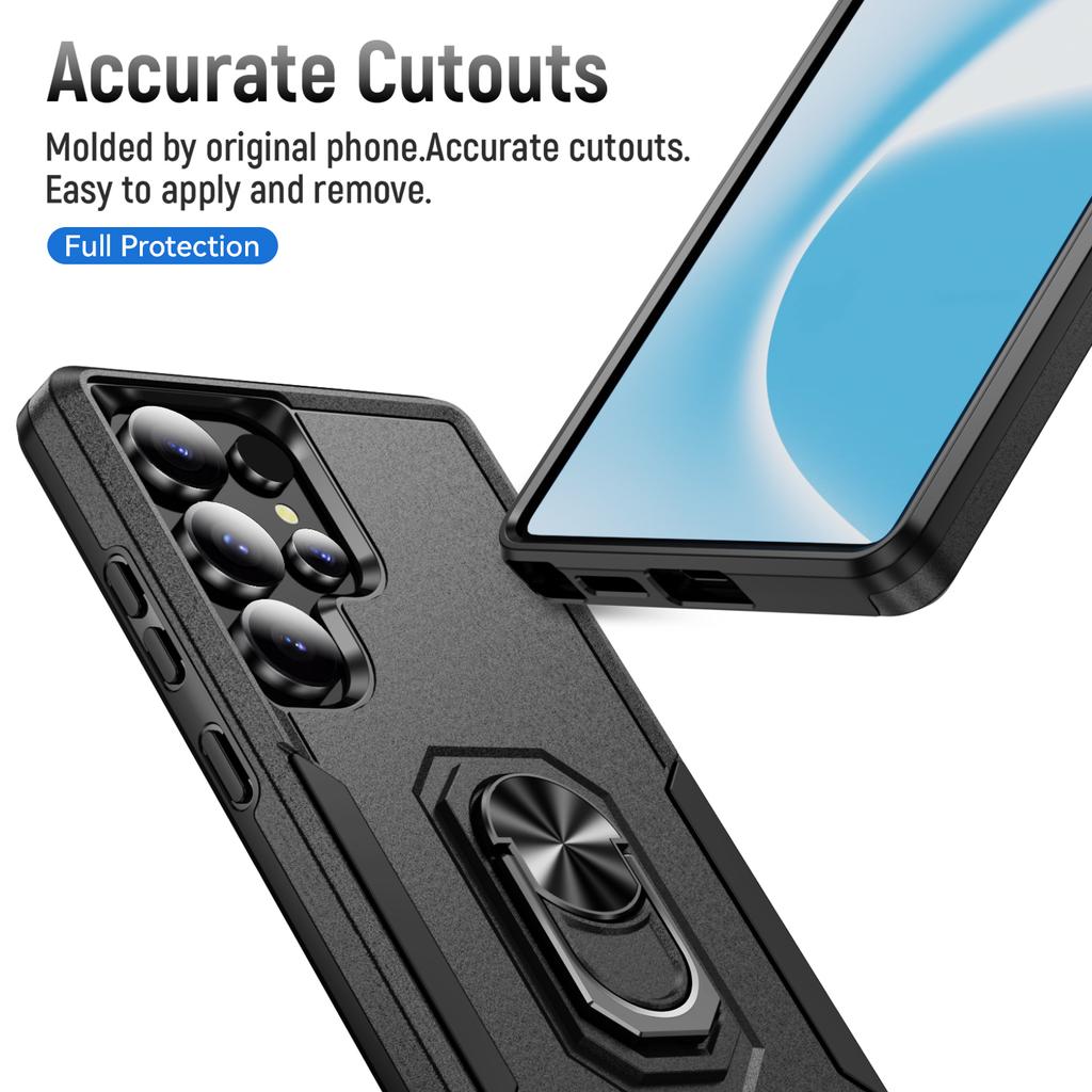 Металлический чехол-кольцо черного цвета для Samsung S25 Ultra для Samsung Galaxy S25 Ultra S24 Plus S23 FE S22 Защитный чехол