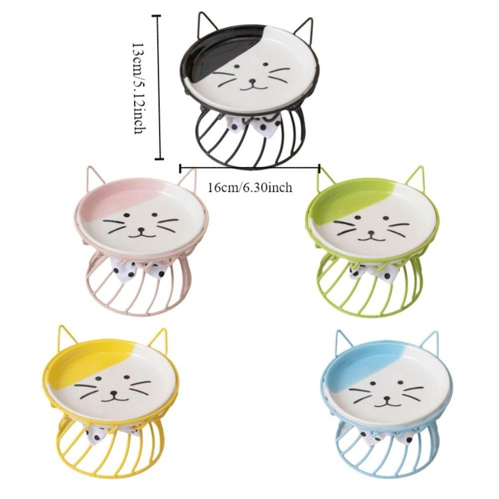 Миска для кормления домашних животных на подставке Керамическая миска для кошек Нескользящая Мультяшная миска для воды для собак Большой емкости Миска для корма кошек и собак