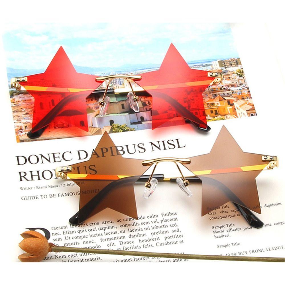 Солнцезащитные очки UV400 для вечеринок, уличной съемки, в форме звезды, солнцезащитные очки-пентаграммы, безободковые