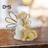 Angel And Dog Figurine Resin Hand-Painted Home Office Tabletop Ornament Mini Angel Girl And Dog Statue Gift for Dog Lovers