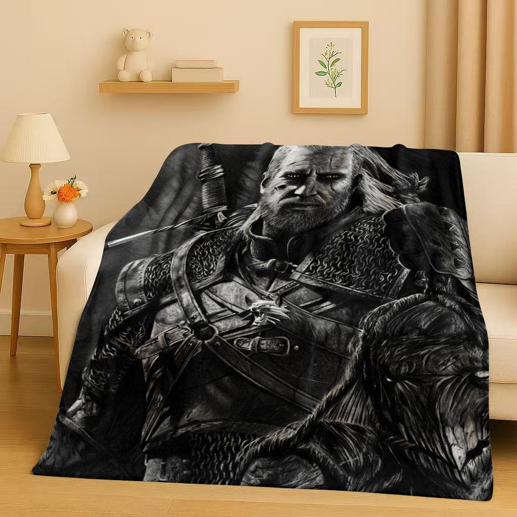 3D The W-Witcher Game Geralt Gamer Cartoon Flannel Blanket,Ultra Soft Plush Throw for Home Bedroom Bed Sofa Cover Kid Gift