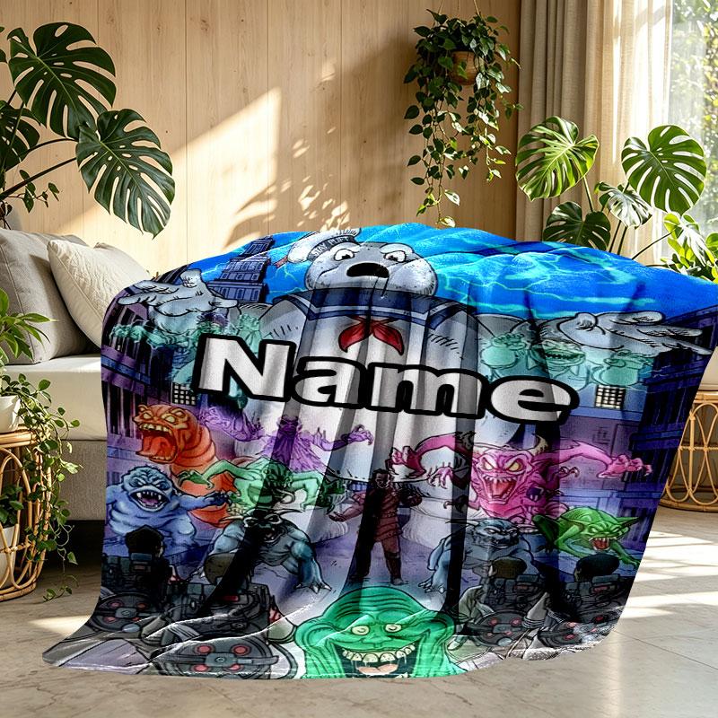 Custom Name Personalized Ghostbusters Print Blanket, Home Decor, Bedroom, Sofa, Camping, Couch, Gifts for Birthday Christmas