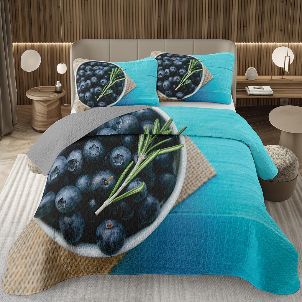 Покрывало с черникой размера кинг, твин, Гавайское летнее тропическое фруктовое покрывало для декора комнаты мальчика/девочки, Двустороннее стеганое постельное белье