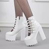 Fashion 14Cm Sweet Wind Patent Leather Chunky Waterproof Platform High Heels Runway Height-hating High Sexy Single Shoes Platform Heels