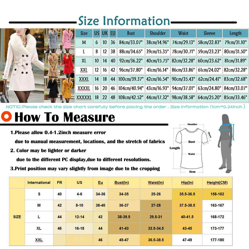 Womens Winter Lapel Wool Coat Trench Jacket Long Sleeve Overcoat Outwear