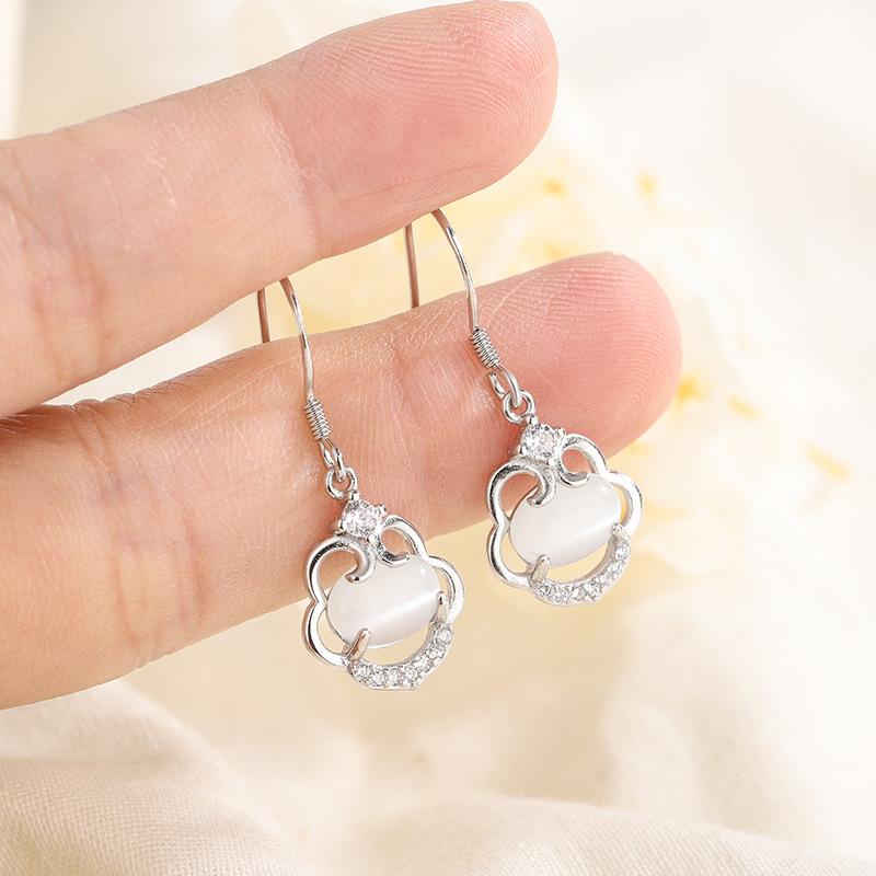 Серьги из серебра S925 с камнем кошачий глаз, замок Руйи, мир, женские, легкая роскошь, высокое качество, модные украшения