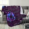 To My Mom Flannel Blanket Purple Butterfly Text Printed for Kids Bedroom Decoration Warm Soft Comfertable Blanket for Sofa Chair