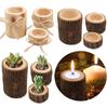 1PC Crafts Pile Plant Flower Plot Crafts Pile Wooden Candlestick Candle Holder Ornament