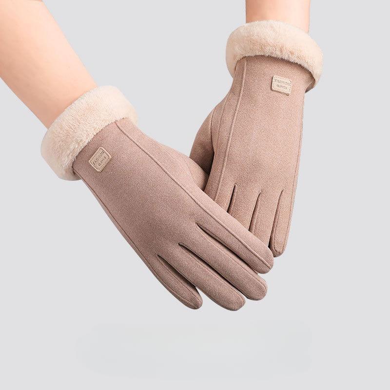 Женские перчатки для сенсорных экранов, модные, осенне-зимние, теплые, тонкие, кашемировые, однотонные, для езды на велосипеде, элегантные, ветрозащитные перчатки