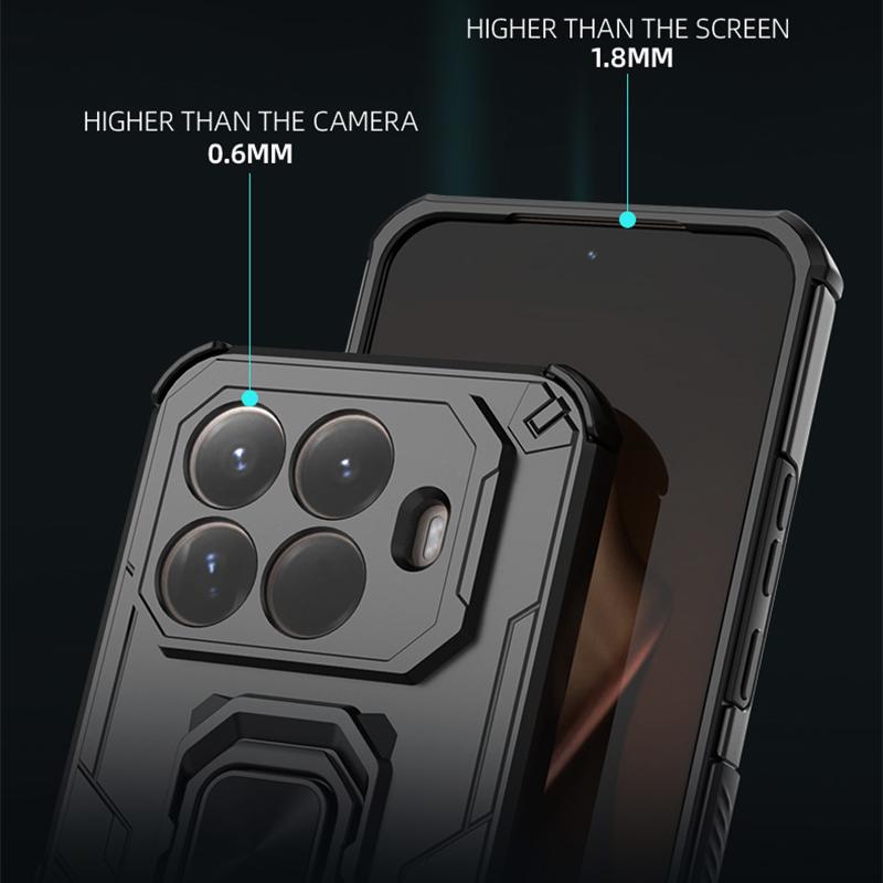 KEYSION Противоударный бронированный чехол для Xiaomi 15T Pro Силикон+ПК Вертикальная металлическая подставка-кольцо для телефона для Xiaomi 15T 15T Pro 5G