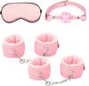 Sexyhot SM Goods Restraints Handcuffs Leg Shackles Eye Mask Restraints Bed Restraints Adjustable SM Beginner SM Play 4 Piece Set Pink