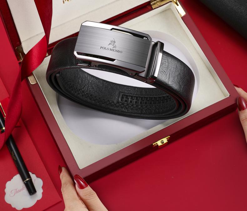 Мужской ремень Paul Messder из высококачественной натуральной кожи с автоматической пряжкой - верхний слой коровьей кожи.