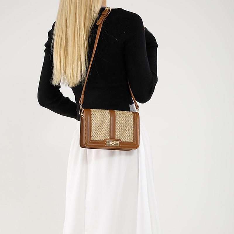 Квадратные летние соломенные плетеные сумки-клатчи для женщин, сумки через плечо, повседневные пляжные сумки-мессенджеры из ротанга для путешествий