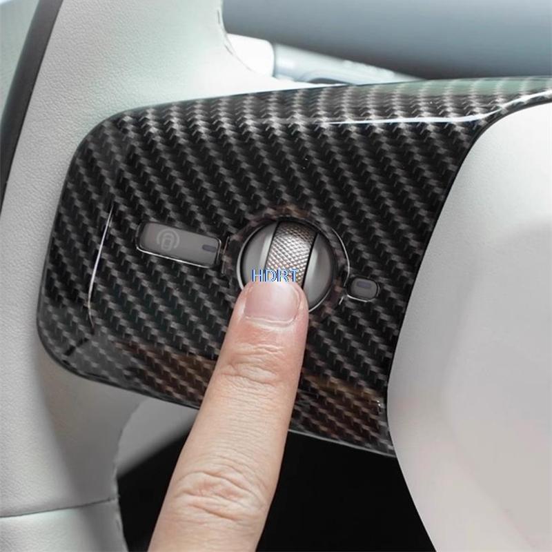 For Nio Onvo L60 2024 + Car Styling Carbon Fiber Interior Window Control Panel Steering Wheel Air Vent Outlet Armrest Box Cover