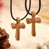 Wooden Prayer Cross Neckchain for Prayer and Comfort Religious Symbol Crucifix Pendant Necklace Unique Christian Choker