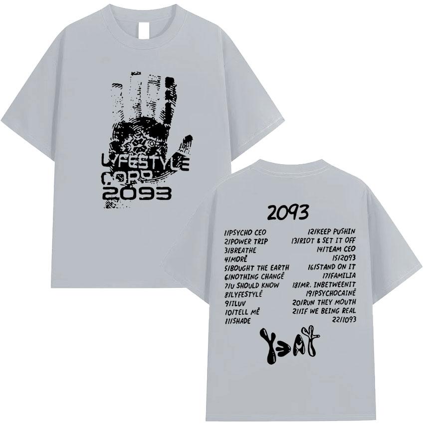 Мужская футболка с графическим принтом Rapper Yeat 2093, модная, высокое качество, повседневная, хлопок, короткий рукав, летняя, оверсайз, Y2K