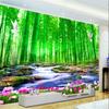 Green Bamboo Forest Murals River Wallpaper Natural Scenery Murals Living Room Bedroom Hotel Background Wall Murals