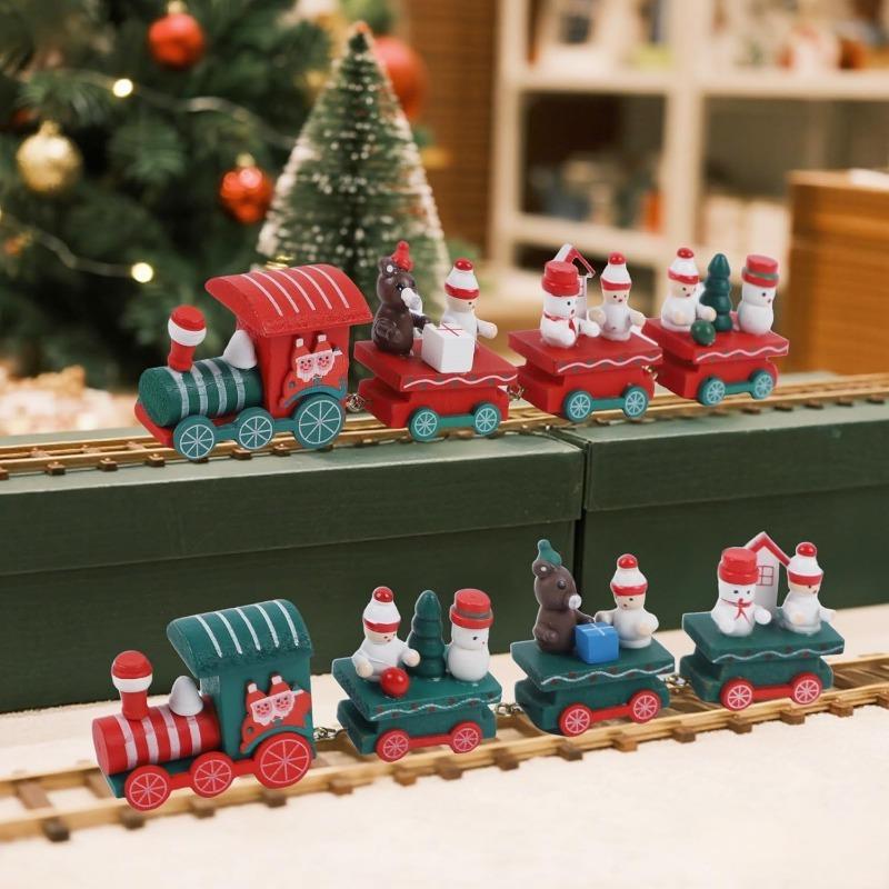 1Pcs Wooden Mini Train Christmas Decoration Reindeer Snowflake Decor for Home Decor Xmas Tree Hanging Navidad New Year 2026 Gift 7