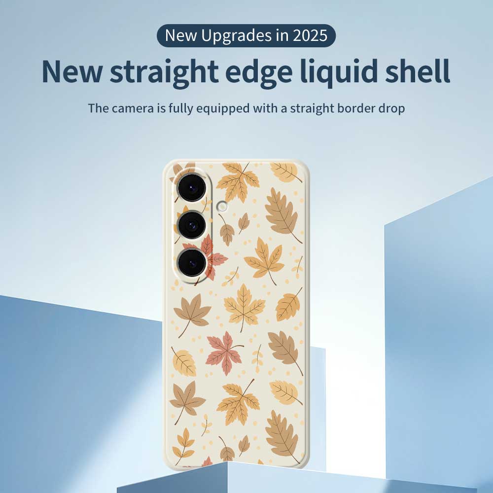 For Samsung Galaxy S24 FE Case Leaves Pattern Printing Straight Edge TPU Phone Back Cover