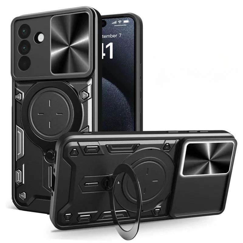 Для Samsung Galaxy S25 S24 Plus 23 Ultra Чехол Магнитный Держатель Кольцо Броня Ударопрочные Чехлы для Samsung A24 A23 A16 A15 Задняя Крышка