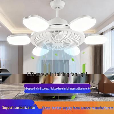 Светодиодный вентилятор с дистанционным управлением и регулируемой 6-лопастной конструкцией для спален и общежитий, вкручивающийся патрон E27, диммируемый